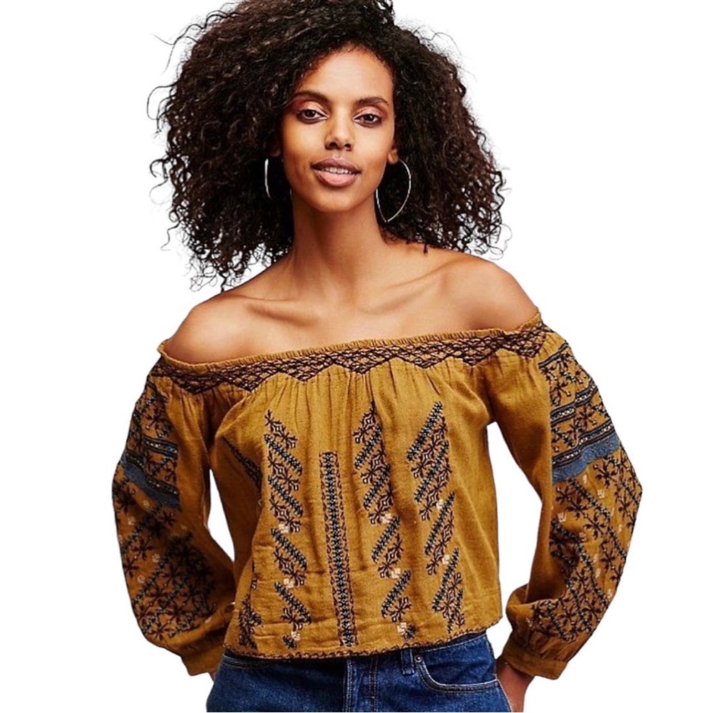 FREE PEOPLE | All I Need Embroidered Bardot Top